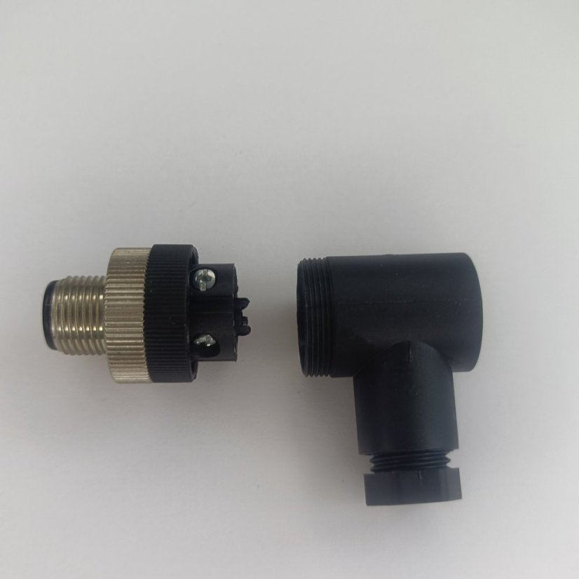 Priemyselný konektor M12, 4-pin, uhlový - typ konektora: D - kódovanie - samica