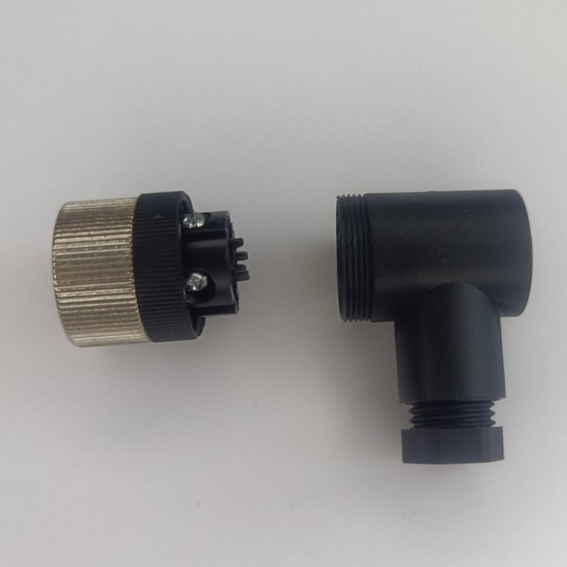 Priemyselný konektor M12, 4-pin, uhlový - typ konektora: D - kódovanie - samica